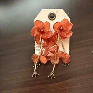 Elegant Floral Drop Earrings in Orange anthropologie